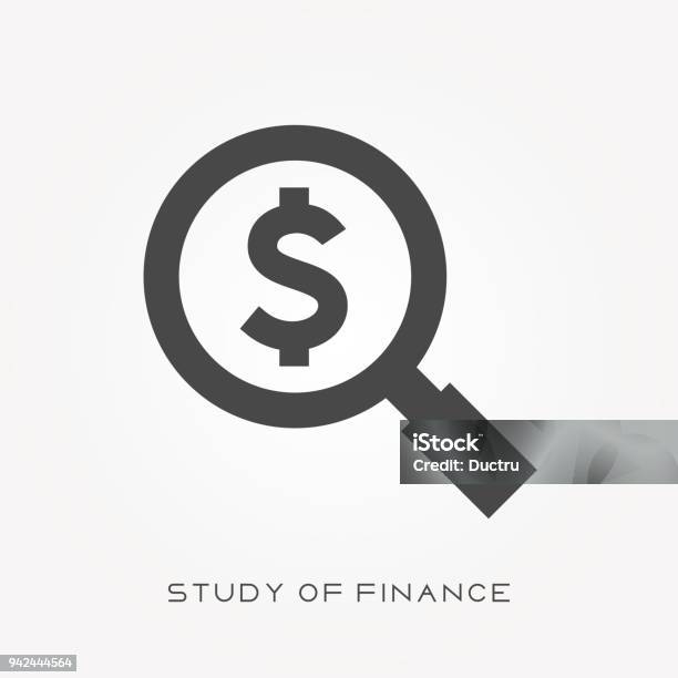 Silhouette Icon Study Of Finance Stock Illustration - Download Image Now - Dollar Sign, Icon Symbol, Magnifying Glass