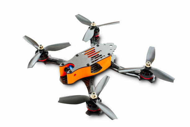 istock isolated drones racing FPV quadrocopter made of carbon black, drone ready for flight, stylish and modern hobby 942445234
