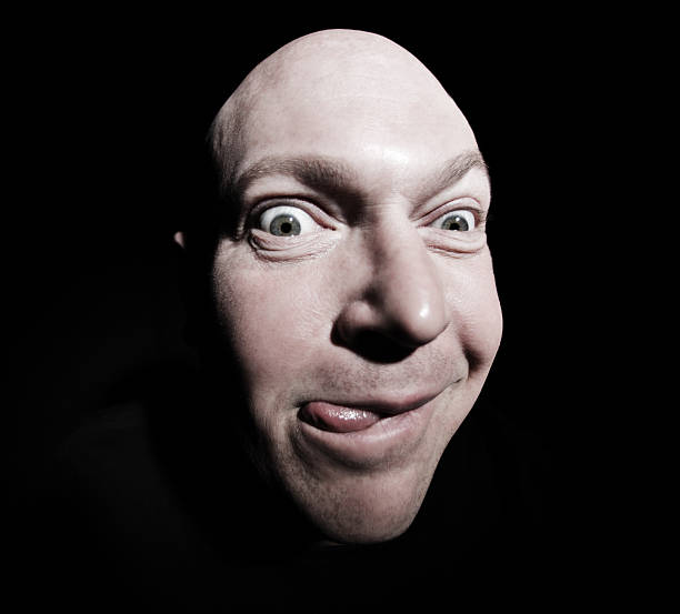 Funny Bald Man In The Dark Stock Photo - Download Image Now - 35