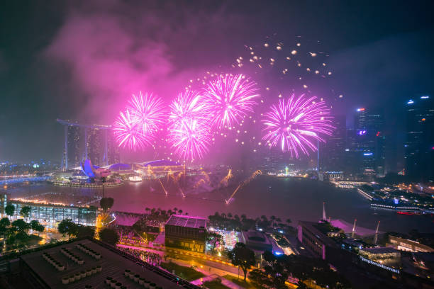 istock Fireworks show at Singapore 942448474