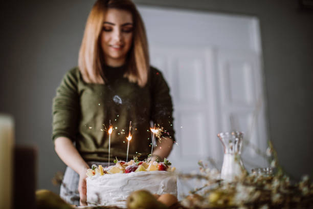 istock Delicious cake with sprinklers for birthday 942451452