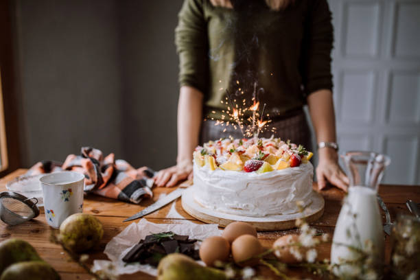 istock Delicious cake with sprinklers for birthday 942452050