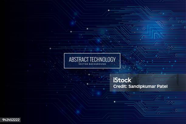 Vetores de Abstrato Circuito Futurista De Alta Tecnologia De Informática Fundo Azul Escuro e mais imagens de Tecnologia