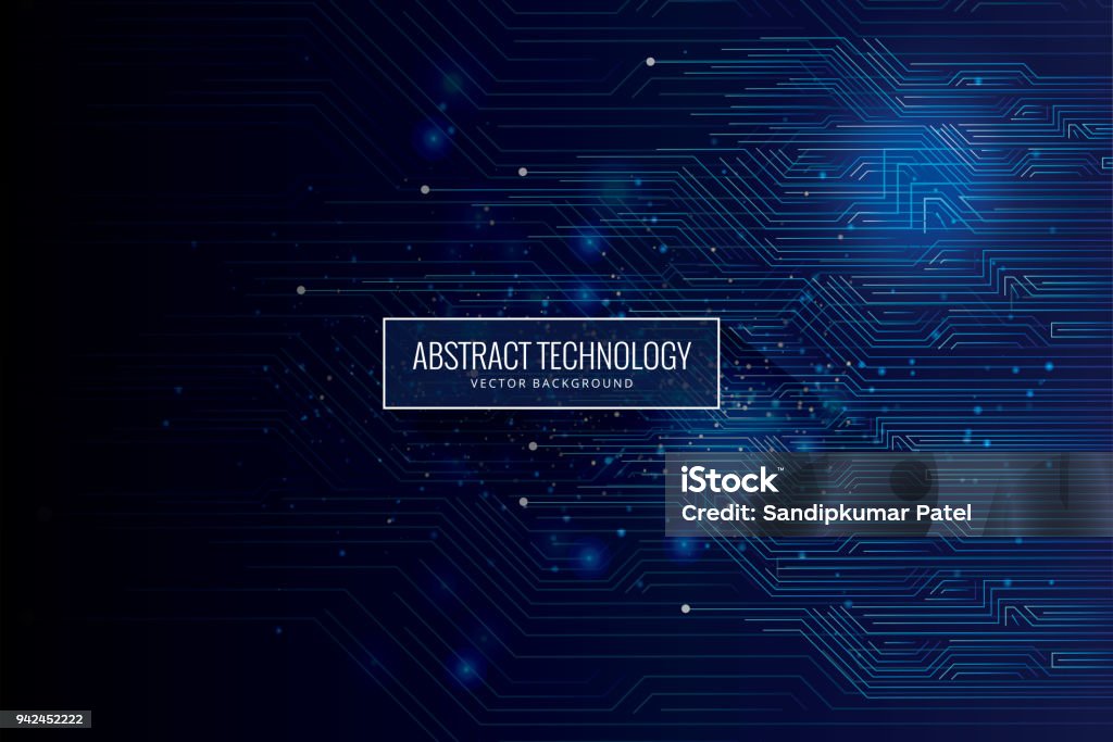 Abstract futuristic circuit board, high computer technology dark blue background Technology, Data, Computer, Blackboard, Internet Technology stock vector