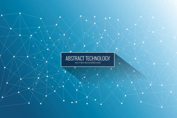 Abstract Network Background Computer Network, Technology, Single Line, Internet, Data blue background illustrations stock illustrations