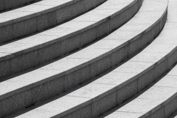 istock Background photo, dark gray round stairs 942459408
