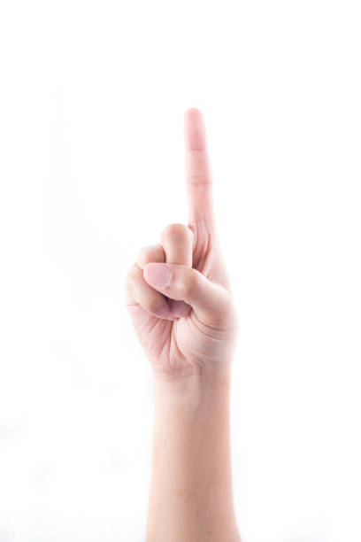 istock Counting woman hands one isolated on white background 942476262
