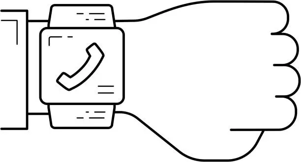 Vector illustration of Smart watch phone line icon