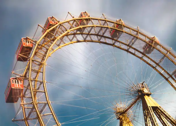 The Giant Ferris Wheel in Vienna, Austria, a long exposure shot
