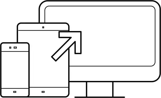 Vector illustration of Computer monitor, tablet, phone devices line icon