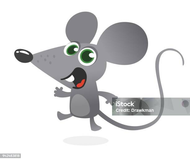 Cartoon Gray Mouse Talking Vector Illustration Isolated Stock Illustration - Download Image Now