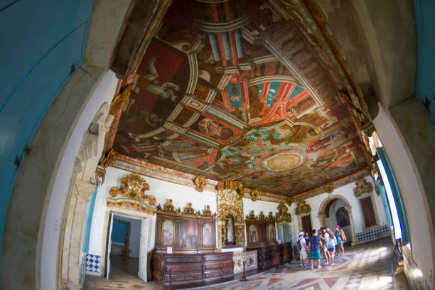 João Pessoa, Brazil - March 3, 2018: Tourists visiting the golden altar of Sao Francisco Church at Joao Pessoa downtown.