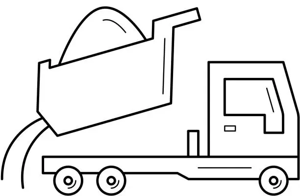 Vector illustration of Dump truck line icon