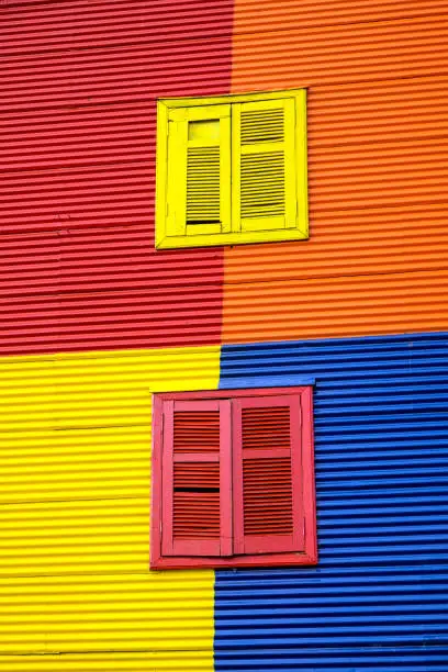 One of the colorful facades of La Boca in Buenos Aires, Argentina