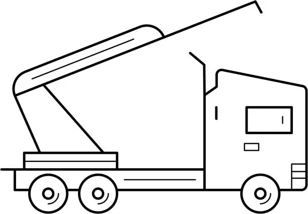 Vector illustration of Truck crane line icon