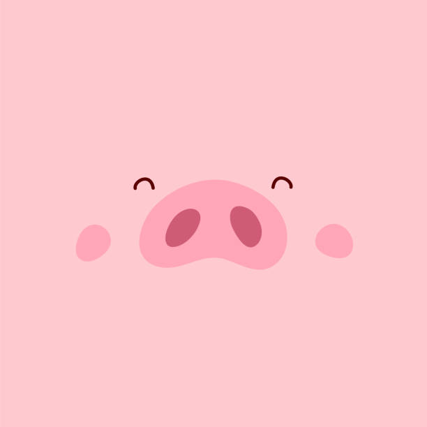 ilustrações de stock, clip art, desenhos animados e ícones de cute pink pig. happy new year. - animal nose