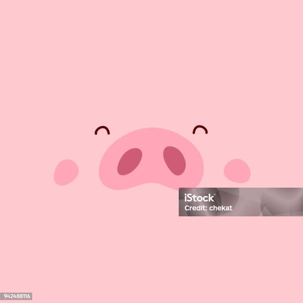 Cute Pink Pig Happy New Year Stock Illustration - Download Image Now - Pig, Nose, Happiness