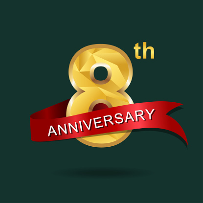 8th anniversary, aniversary, years anniversary celebration logotype. Logo,numbers and ribbon anniversary.