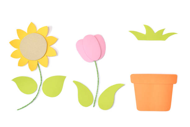 istock Flower set paper cut on white background 942499346