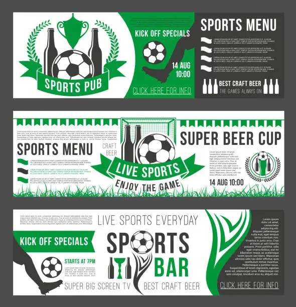 Vector illustration of Vector soccer sports bar football pub menu banners