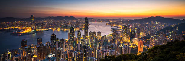 istock Hong Kong sunrise panoramic view. 942502326