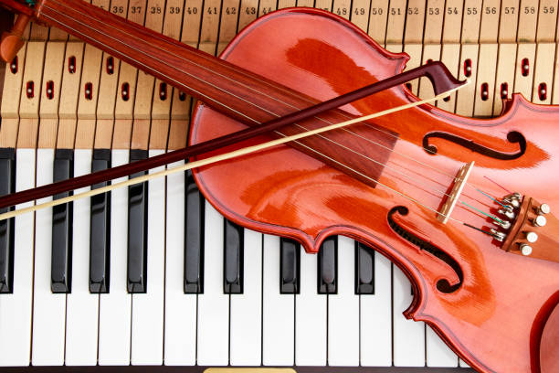 istock violin and violin arc on the piano keys background 942510522
