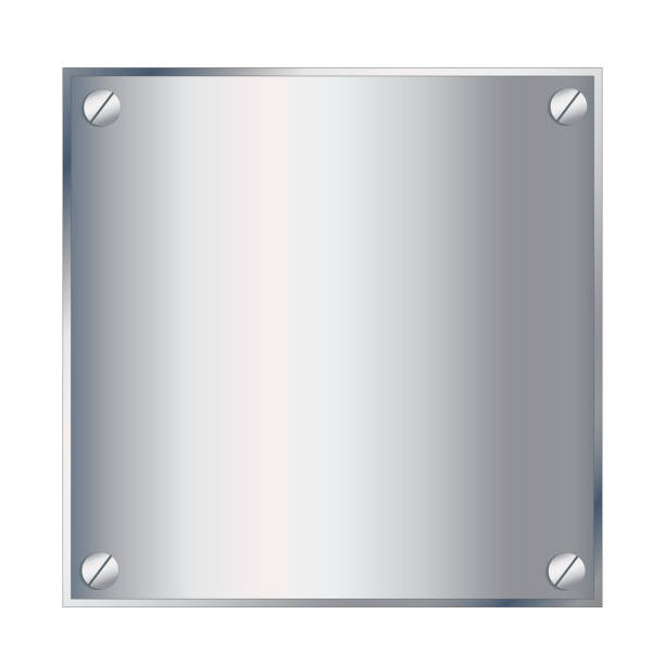 istock Vector silver metal podium plate with screws isolated on white background, stock vector illustration 942510868