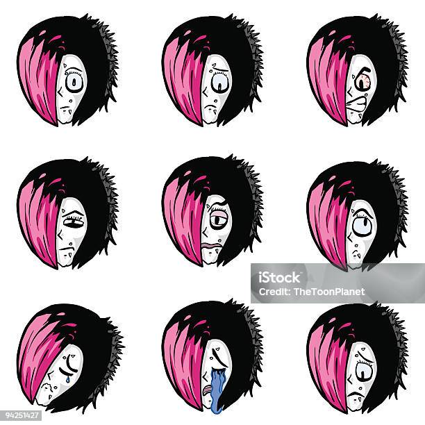 Emo Character Model Sheet Stock Illustration - Download Image Now - Emo, Goth, Adolescence