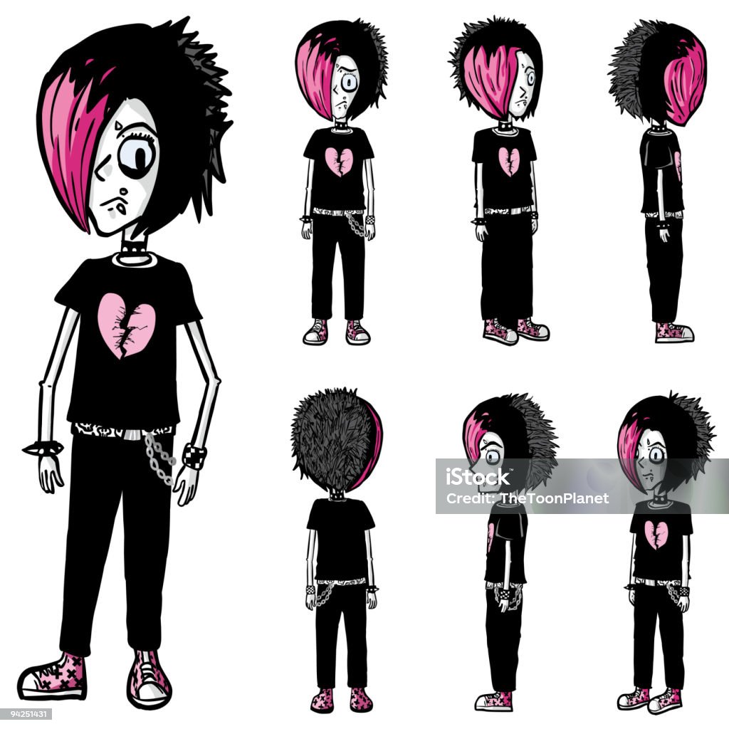 Emo Character Rig Emo Character Model Sheet Stock Illustration - Download Image Now ...