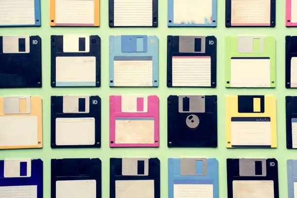 Photo of Old school floppy disk drive data storage