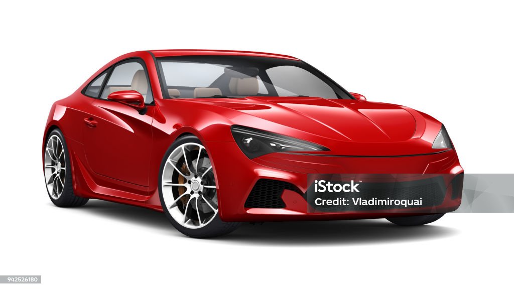 3D иллюстрация Красного Общие Спортивный купе автомобиль на белом - Стоковые фото Автомобиль роялти-фри