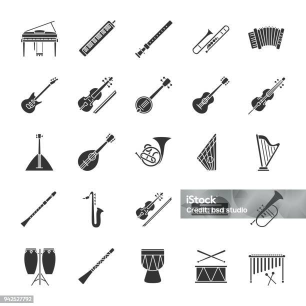 Musical Instruments Icons Stock Illustration - Download Image Now - Icon Symbol, Orchestra, Classical Music