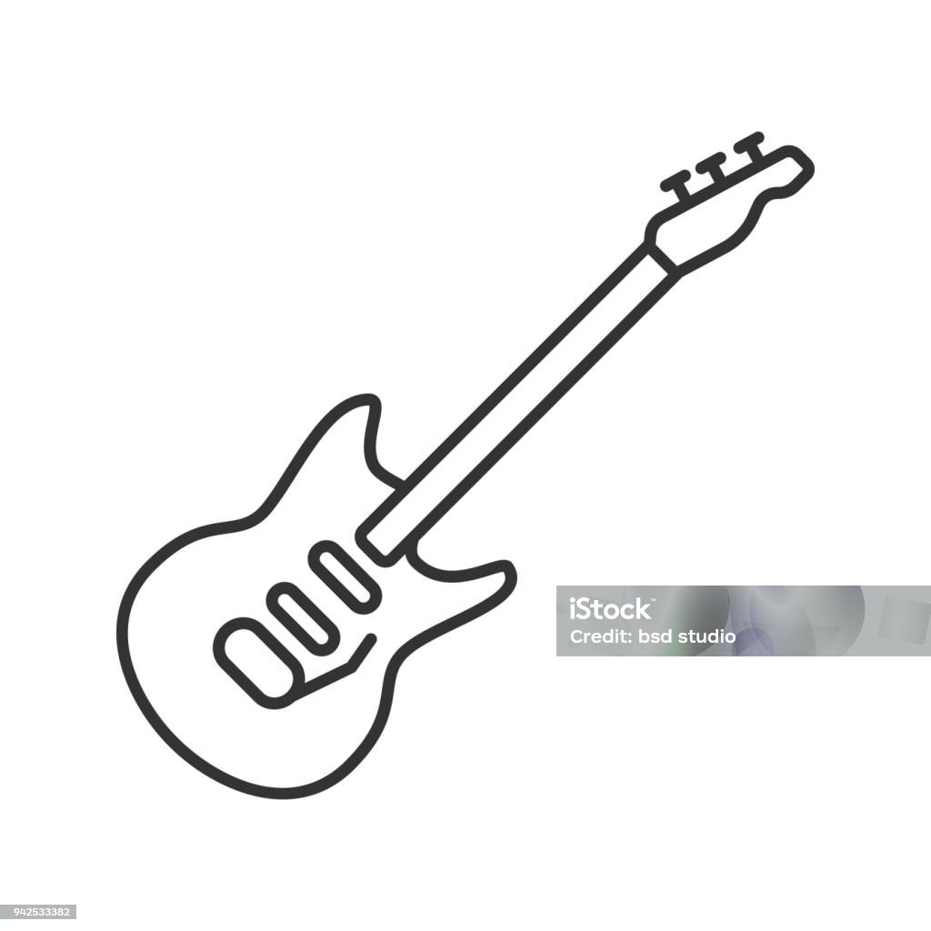 Electric guitar icon Electric guitar linear vector icon. Thin line Guitar stock vector