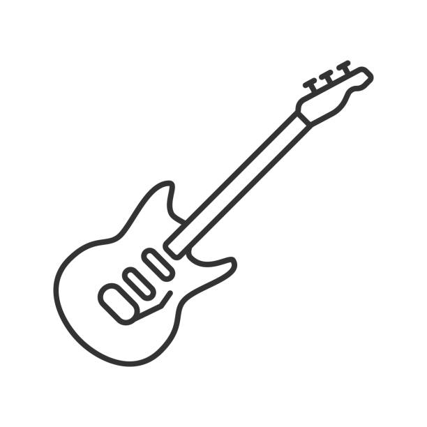 Electric guitar icon Electric guitar linear vector icon. Thin line guitar icons stock illustrations