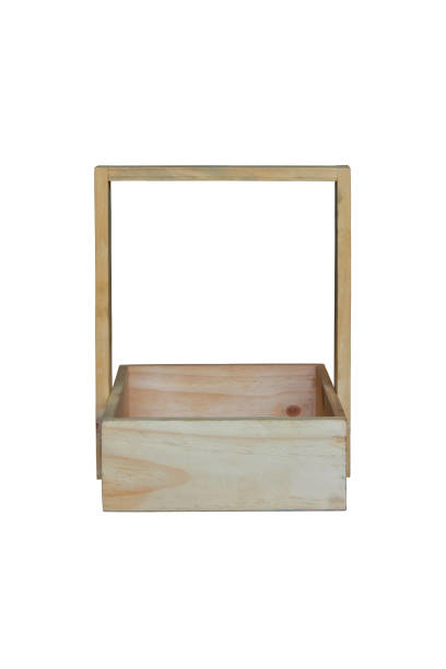istock Old wooden box or basket isolated on white background. 942539828
