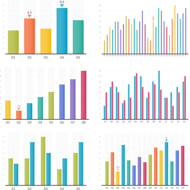 illustrazioni stock, clip art, cartoni animati e icone di tendenza di grafici a barre - diagramma a colonne