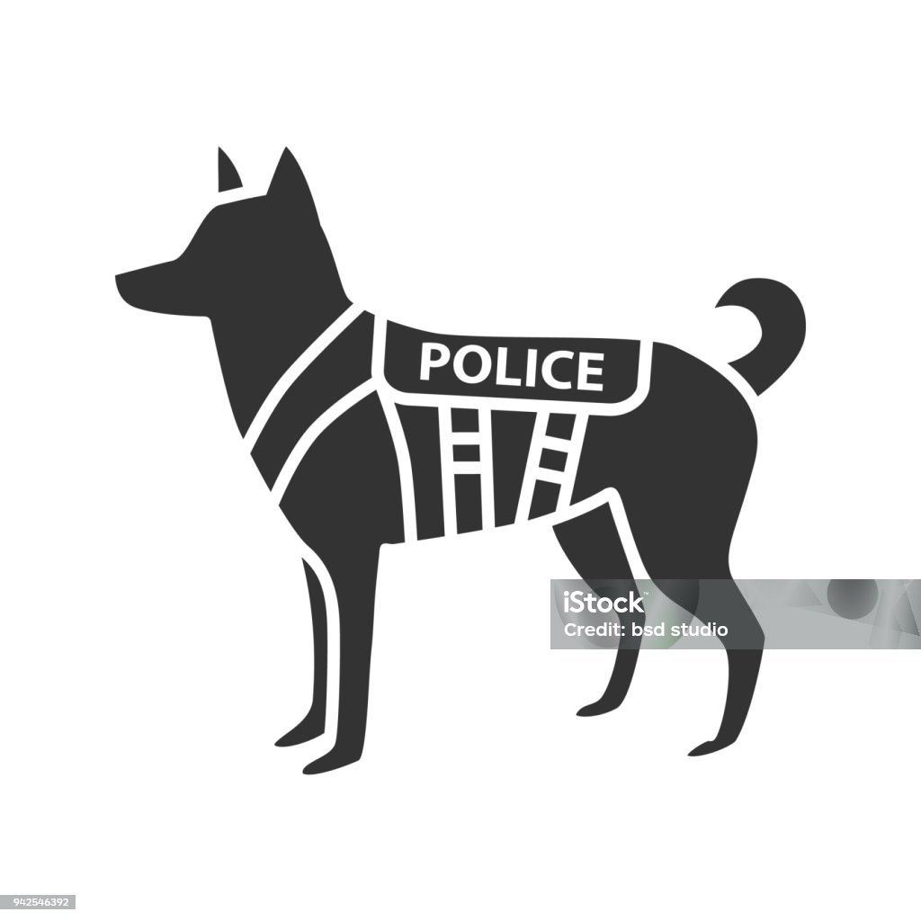 K9 police dog icon K9 police dog glyph icon. Vector silhouette. German shepherd. Military dog breed Police Dog stock vector