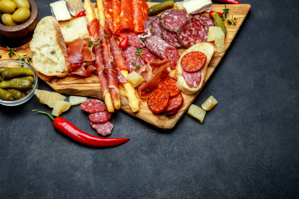 istock meat and cheese plate with sausage, prosciutto, olives 942546436