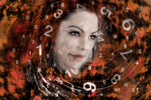 istock Woman face and numerology world 942546528