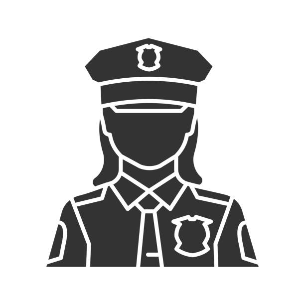 Policewoman icon Policewoman glyph icon. Vector silhouette. Police officer. Cop police woman stock illustrations