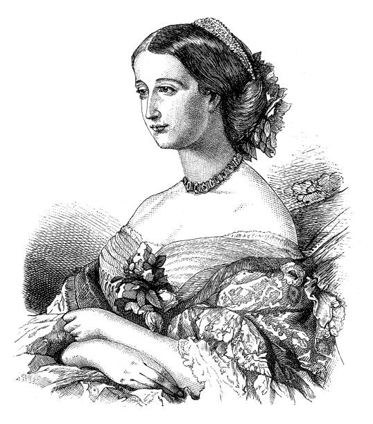 ilustrações de stock, clip art, desenhos animados e ícones de eugenie de montijo empress of the french - real people caucasian one person black and white