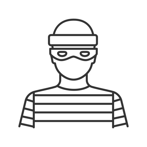 Robber icon Robber linear vector icon. Thin line burglar stock illustrations
