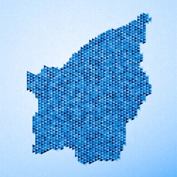 Vector illustration of San Marino Map Triangle Pattern Blue