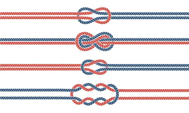 Sailor knot and rope dividers and borders set Sailor rope knot dividers and borders set. Nautical infinity sign. Tying the Knot concept. Graphic design element. Wedding invitations, baby shower, birthday card, scrapbooking. Vector illustration tied knot stock illustrations