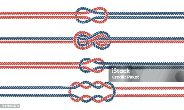 Sailor Knot And Rope Dividers And Borders Set Stock Illustration - Download Image Now - Tied Knot, Rope, Sailor