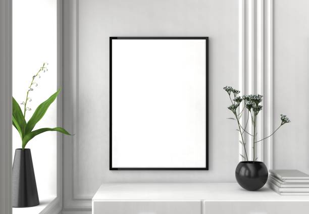 istock Mock up frame in hipster interior background. 3D illustrating. 942553178