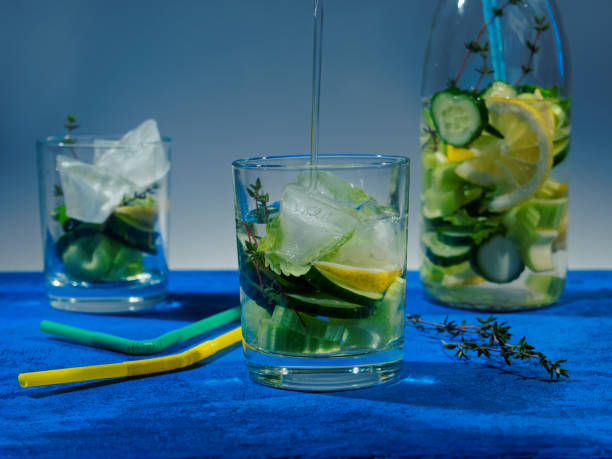 istock Flavored water with cucumber, celery, lemon and thyme 942555496