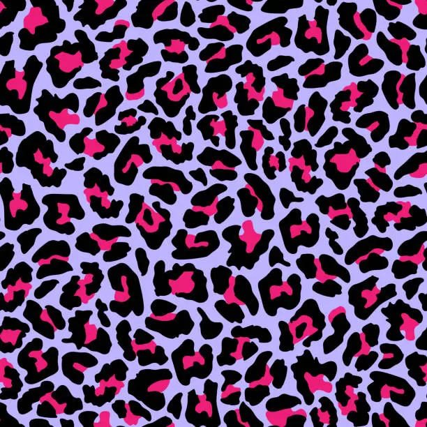 Vector illustration of Neon seamless leopard pattern.