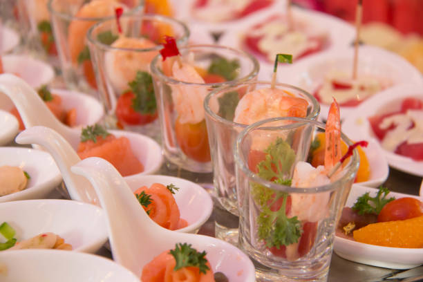 istock Cocktail food on a white mini cup 942561728