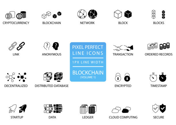istock Blockchain and cryptocurrency thin line vector icon set. Pixel perfect icons with 1 px line width for optimal app and web usage 942564586